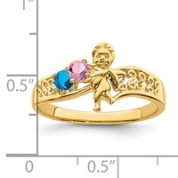14K Yellow Gold Genuine 2 Stone Mother's Ring view 4