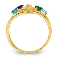 14K Yellow Gold Genuine 4 Stone Mother's Ring view 2