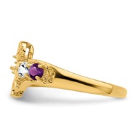 14K Yellow Gold Genuine 4 Stone Mother's Ring view 3