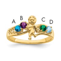 14K Yellow Gold Synthetic Family Jewelry Ring view 5