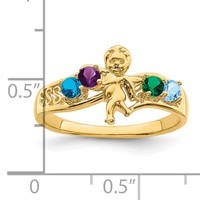 14K Yellow Gold Genuine 4 Stone Mother's Ring view 4