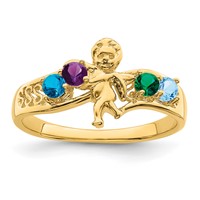 14K Yellow Gold Genuine 4 Stone Mother's Ring view 1
