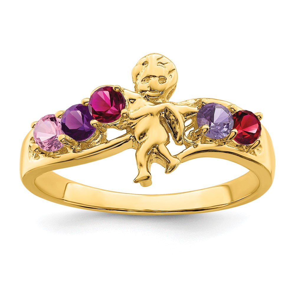 14K Yellow Gold Synthetic Family Jewelry Ring