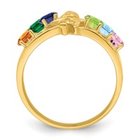 14K Yellow Gold Genuine 6 Stone Mother's Ring view 2