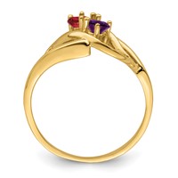 14K Yellow Gold Genuine 2 Stone Mother's Ring view 3