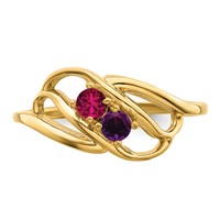 14K Yellow Gold Genuine 2 Stone Mother's Ring view 5
