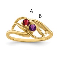 14K Yellow Gold Genuine 2 Stone Mother's Ring view 1