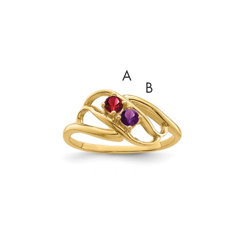 14K Yellow Gold Synthetic Family Jewelry Ring
