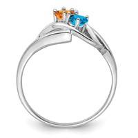 Sterling Silver Rhodium-plated Synthetic 2 Stone Mother's Ring view 3