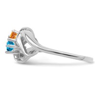Sterling Silver Rhodium-plated Synthetic 2 Stone Mother's Ring view 4