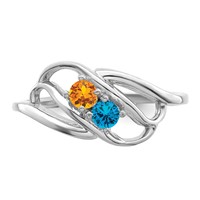 Sterling Silver Rhodium-plated Synthetic 2 Stone Mother's Ring view 5