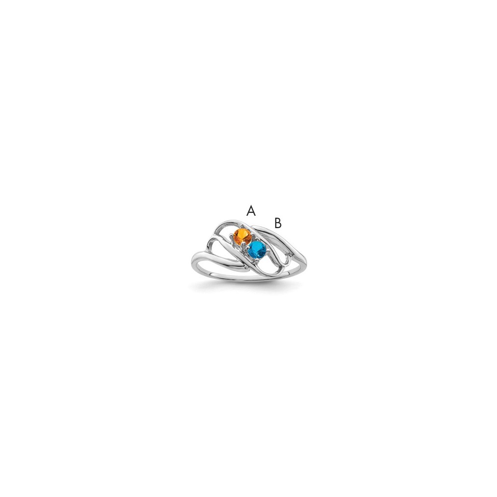 Sterling Silver Rhodium-plated Synthetic 2 Stone Mother's Ring