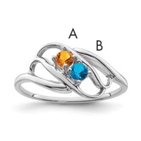 Sterling Silver Rhodium-plated Synthetic 2 Stone Mother's Ring view 1