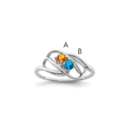 Sterling Silver Rhodium-plated Synthetic 2 Stone Mother's Ring