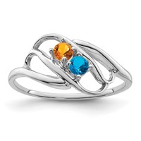 Sterling Silver Rhodium-plated Synthetic 2 Stone Mother's Ring view 2