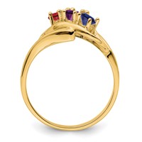 14K Yellow Gold Genuine 3 Stone Mother's Ring view 3