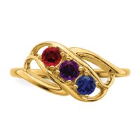 14K Yellow Gold Genuine 3 Stone Mother's Ring view 5