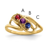 14K Yellow Gold Genuine 3 Stone Mother's Ring view 1