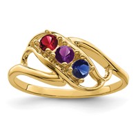14K Yellow Gold Genuine 3 Stone Mother's Ring view 2