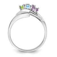 Sterling Silver Rhodium-plated Synthetic 3 Stone Mother's Ring view 3