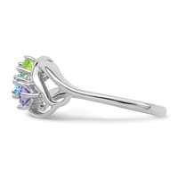 Sterling Silver Rhodium-plated Synthetic 3 Stone Mother's Ring view 4