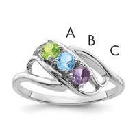 Sterling Silver Rhodium-plated Synthetic 3 Stone Mother's Ring view 1