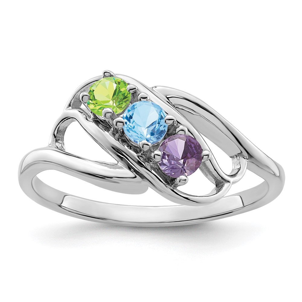 14K White Gold 2.5mm Synthetic Family Jewelry Ring