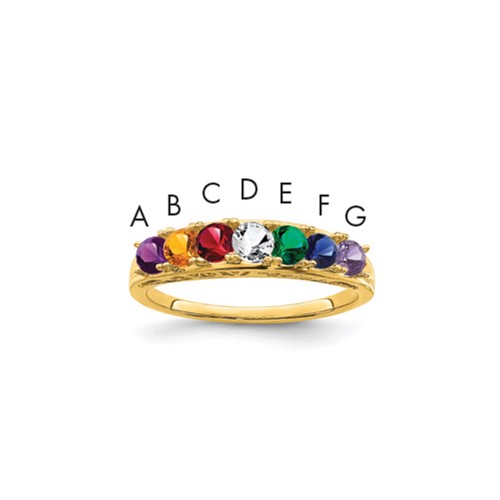 14K White Gold Synthetic Family Jewelry Ring