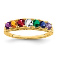 14K White Gold Synthetic Family Jewelry Ring view 2