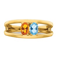 14K Yellow Gold Genuine 2 Stone Mother's Ring view 5
