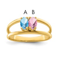 14K Yellow Gold Genuine 2 Stone Mother's Ring view 1