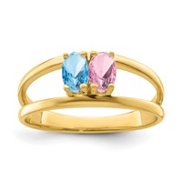 14K Yellow Gold Genuine 2 Stone Mother's Ring view 2