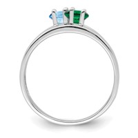 Sterling Silver Rhodium-plated Synthetic 2 Stone Mother's Ring view 3