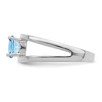 Sterling Silver Rhodium-plated Synthetic 2 Stone Mother's Ring view 4