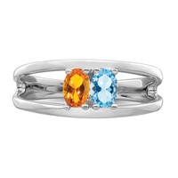 Sterling Silver Rhodium-plated Synthetic 2 Stone Mother's Ring view 5