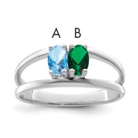 Sterling Silver Rhodium-plated Synthetic 2 Stone Mother's Ring view 1