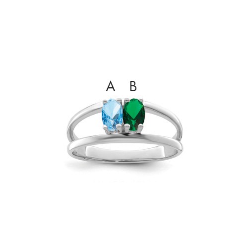 14K White Gold Synthetic Family Jewelry Ring