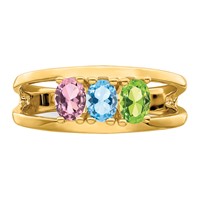 14K Yellow Gold Genuine 3 Stone Mother's Ring view 5