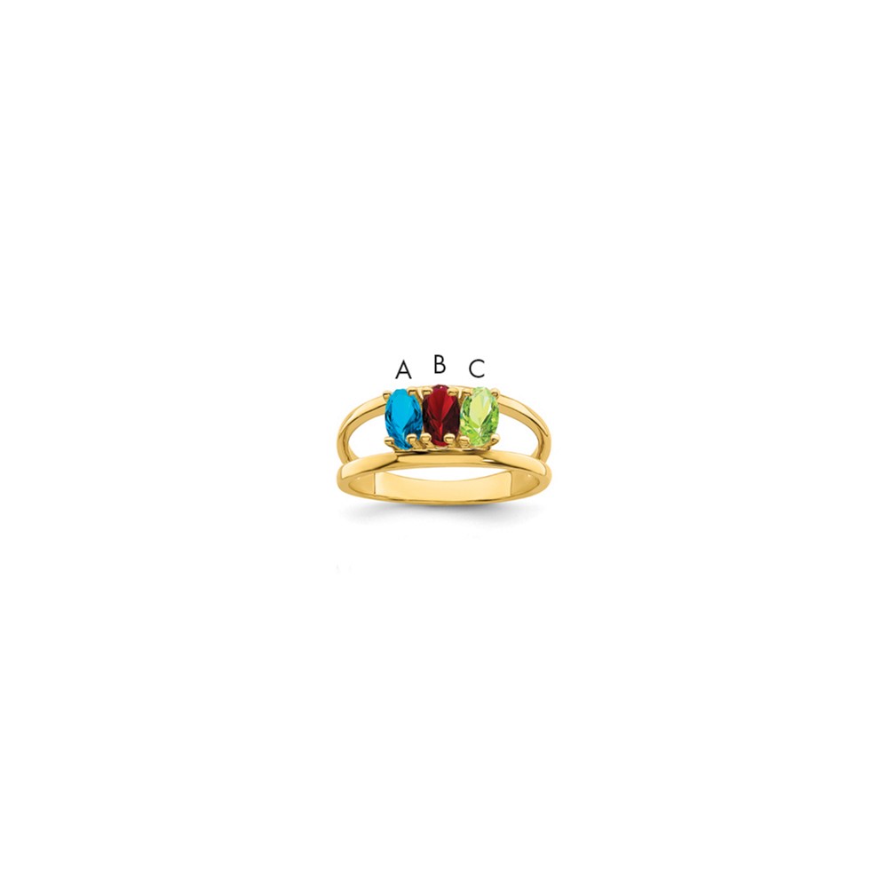 14K Yellow Gold Genuine 3 Stone Mother's Ring