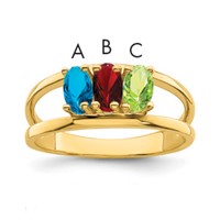14K Yellow Gold Genuine 3 Stone Mother's Ring view 1