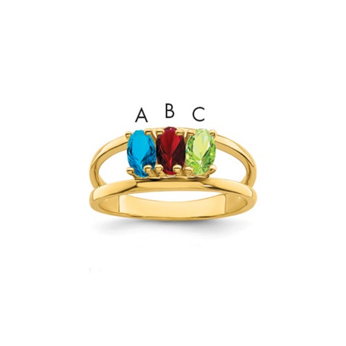 14K Yellow Gold Synthetic Family Jewelry Ring