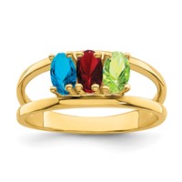 14K Yellow Gold Genuine 3 Stone Mother's Ring view 2