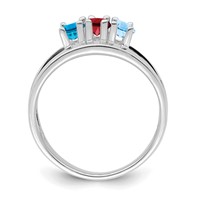 Sterling Silver Rhodium-plated Synthetic 3 Stone Mother's Ring view 3
