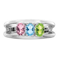 Sterling Silver Rhodium-plated Synthetic 3 Stone Mother's Ring view 5