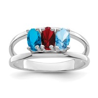 Sterling Silver Rhodium-plated Synthetic 3 Stone Mother's Ring view 2