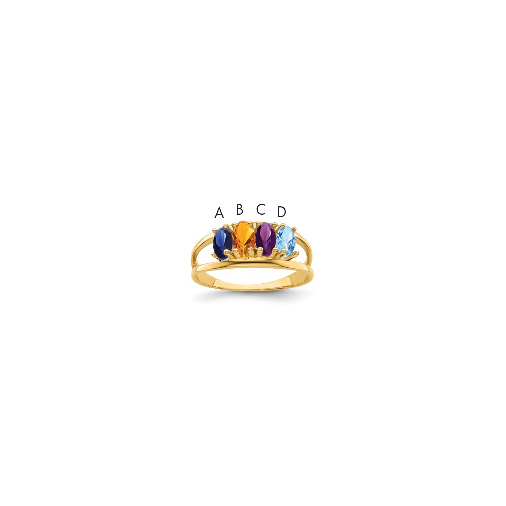 14K Yellow Gold Genuine 4 Stone Mother's Ring
