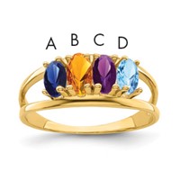 14K Yellow Gold Genuine 4 Stone Mother's Ring view 1
