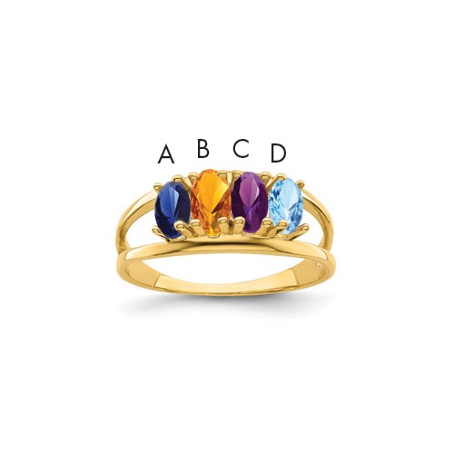 14K Yellow Gold Synthetic Family Jewelry Ring