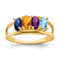 14K Yellow Gold Genuine 4 Stone Mother's Ring view 2