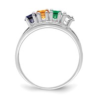 14K White Gold Genuine 4 Stone Mother's Ring view 3